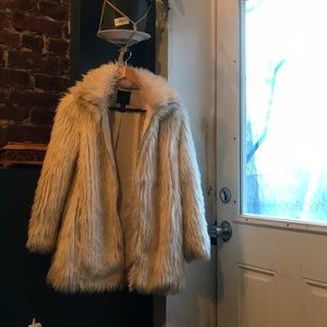 Cream faux Fur Coat